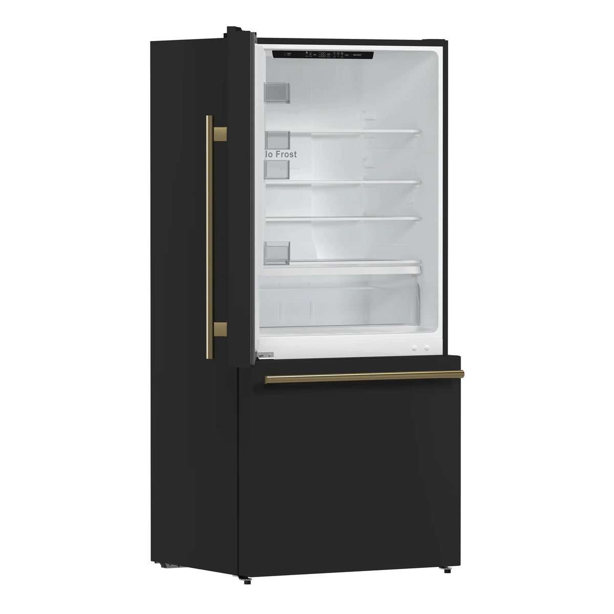 Forno Milano Espresso 62-Inch Freestanding Bottom Freezer Refrigerators Package, 34.4 Cu. Ft., Black with Antique Brass Handle (FFFFD1787-60BLK)
