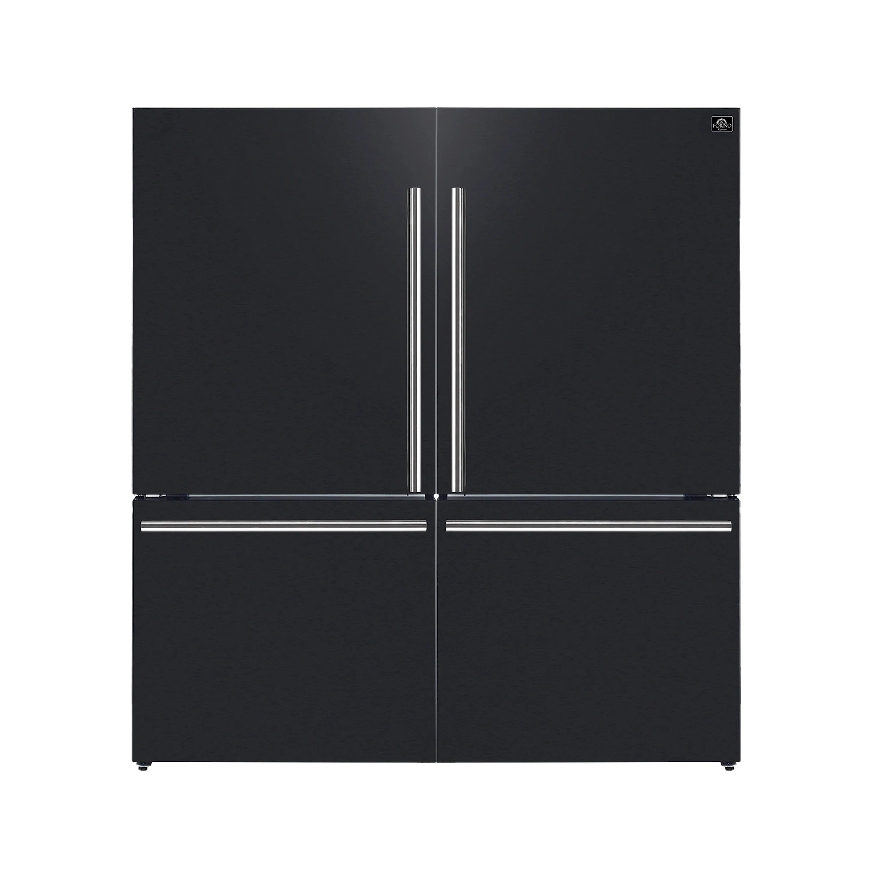 Forno Milano Espresso Package - 62-Inch, 34.4 cu. ft. Refrigerators with Bottom Freezers in Black with Stainless Steel Handle (FFFFD1787-60BLK)