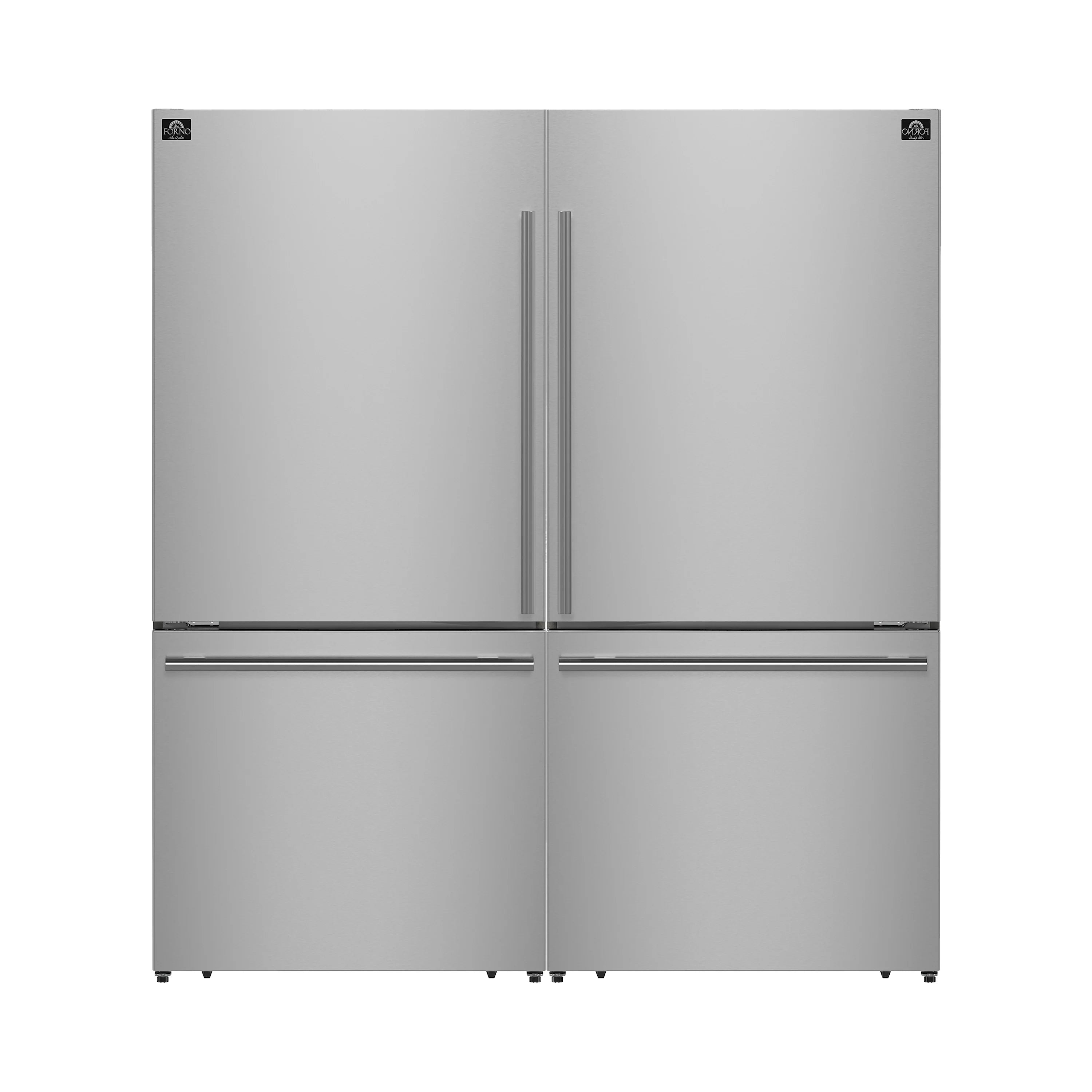Forno Milano 62-Inch Freestanding Dual Bottom Freezer Refrigerator in Stainless Steel – 34.4 cu.ft, Touch Control, Ice Maker (FFFFD1787-60S)