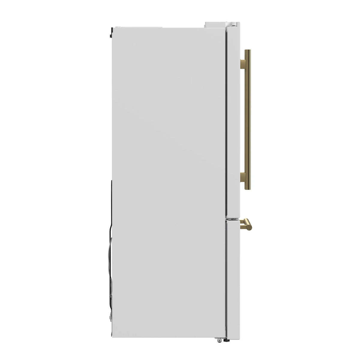 Forno Espresso Gallipoli 30-Inch Freestanding French Door Refrigerator, 17.5 Cu. Ft., Ice Maker, White with Antique Brass Handle (FFFFD1974-31WHT)