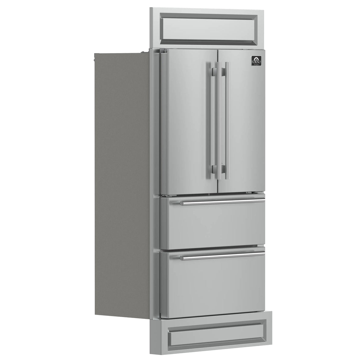 Forno Moena 36-Inch Built-In French Door Refrigerator, 19.2 Cu. Ft., Modern Decorative Grille, Stainless Steel (FFRBI1820-40MG)
