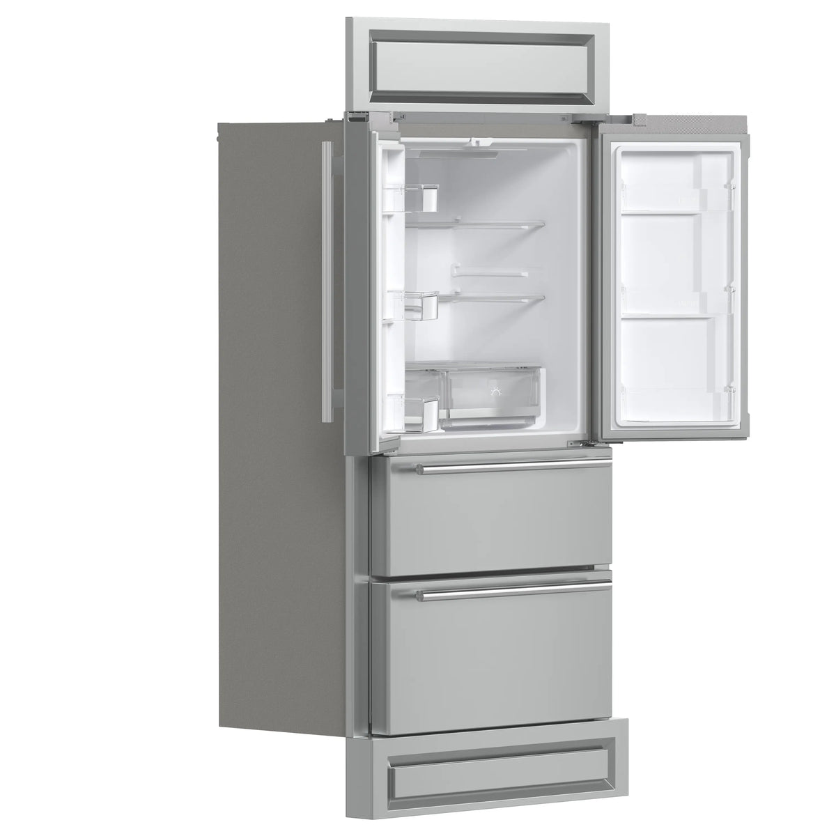 Forno Moena 36-Inch Built-In French Door Refrigerator, 19.2 Cu. Ft., Modern Decorative Grille, Stainless Steel (FFRBI1820-40MG)