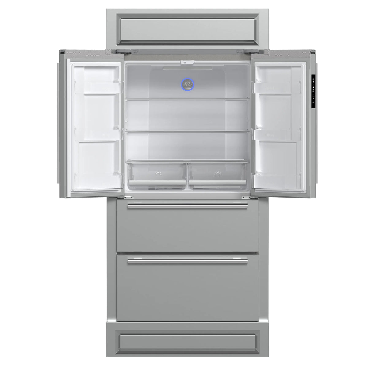 Forno Moena 36-Inch Built-In French Door Refrigerator, 19.2 Cu. Ft., Modern Decorative Grille, Stainless Steel (FFRBI1820-40MG)