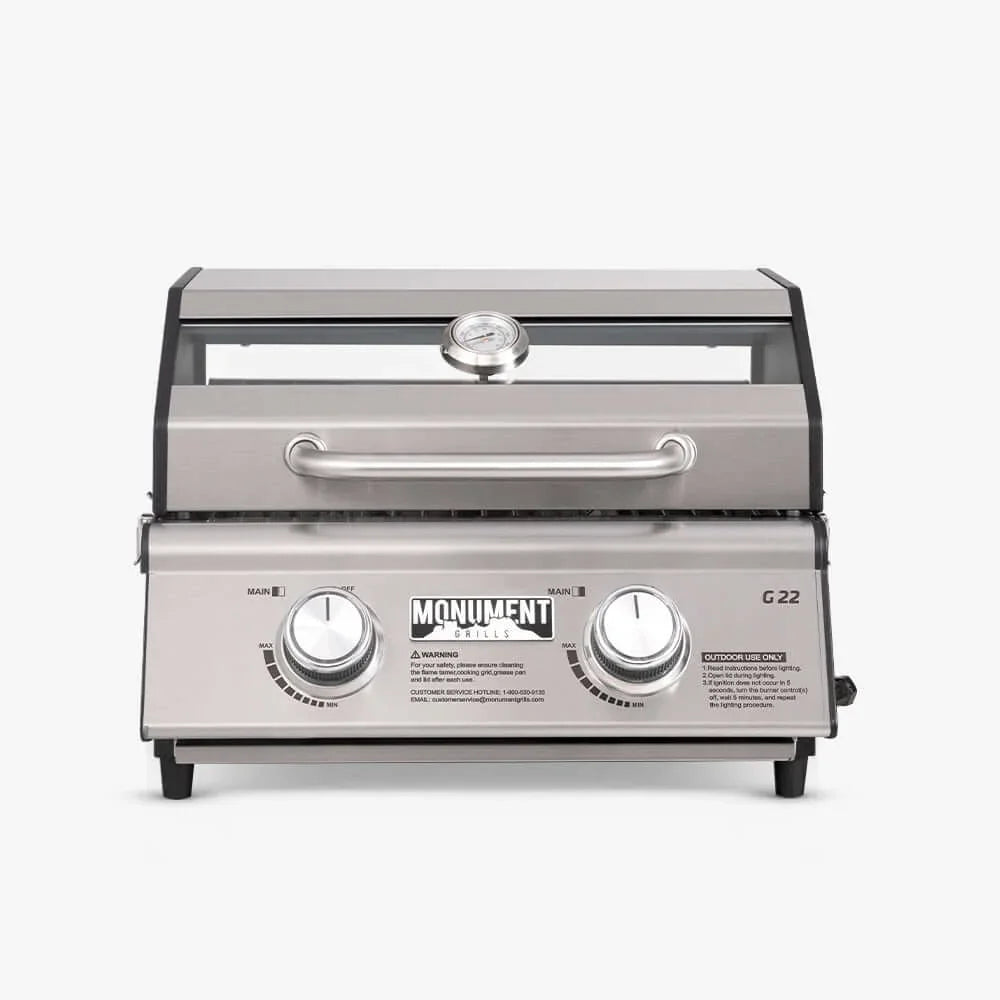 Monument Grills Table Top G22 Series | 2 Burner Gas Grill in Stainless Steel