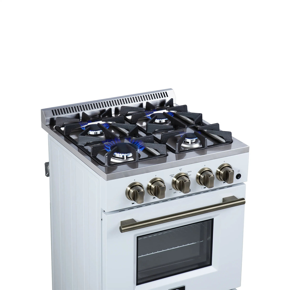 Forno Lamazze 20-Inch Freestanding Gas Range, White with Antique Brass Trim (FFSGS6265-20WHT)