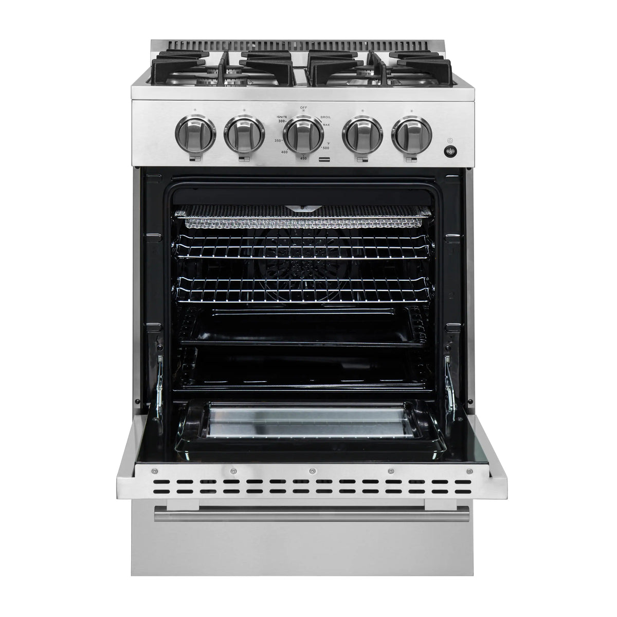 Forno Breno 24-Inch Freestanding Gas Range, 4 Burners, Stainless Steel (FFSGS6272-24)