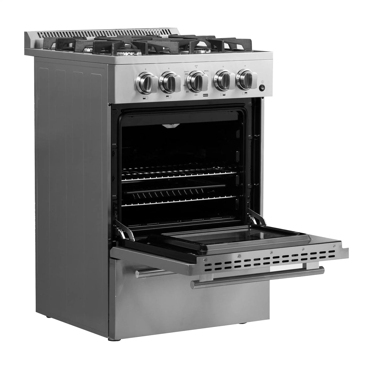 Forno Breno 24-Inch Freestanding Gas Range, 4 Burners, Stainless Steel (FFSGS6272-24)