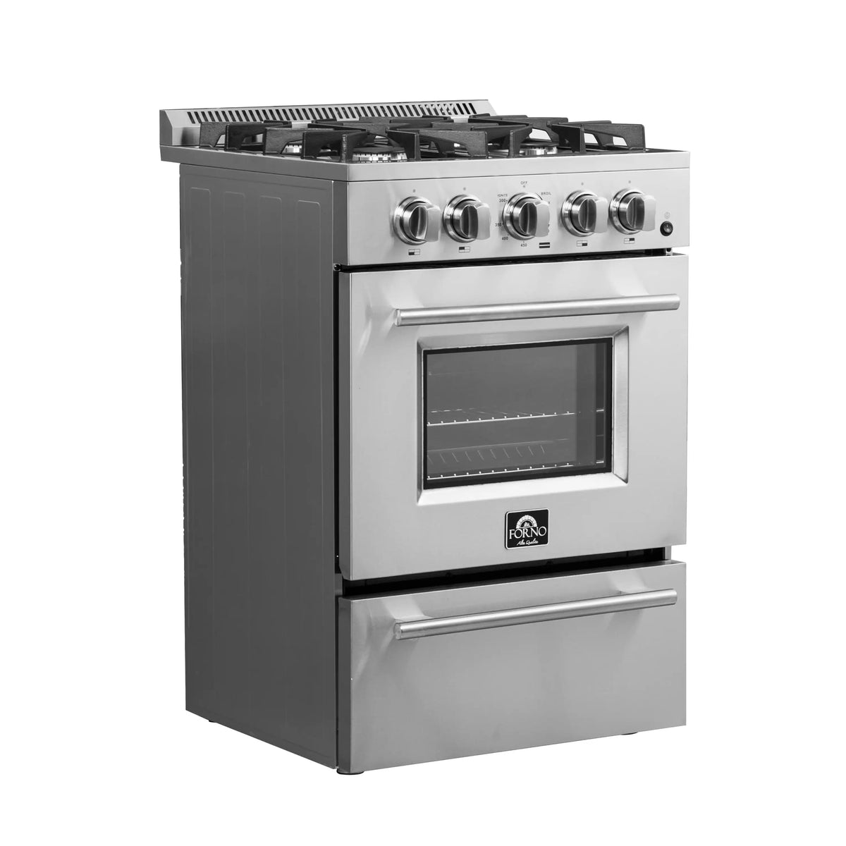 Forno Breno 24-Inch Freestanding Gas Range, 4 Burners, Stainless Steel (FFSGS6272-24)