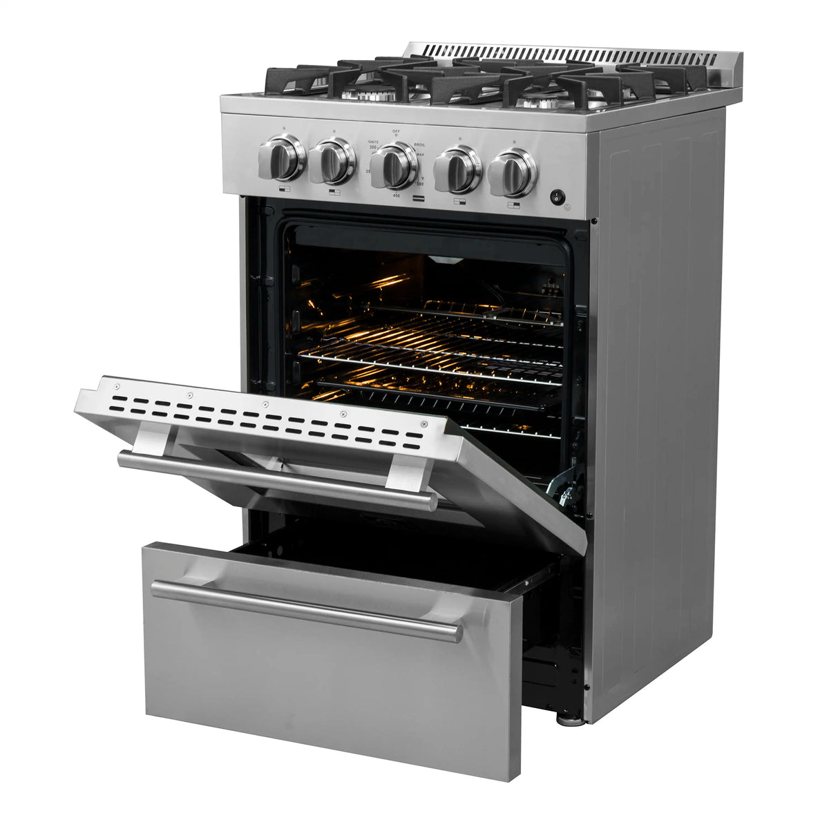 Forno Breno 24-Inch Freestanding Gas Range, 4 Burners, Stainless Steel (FFSGS6272-24)