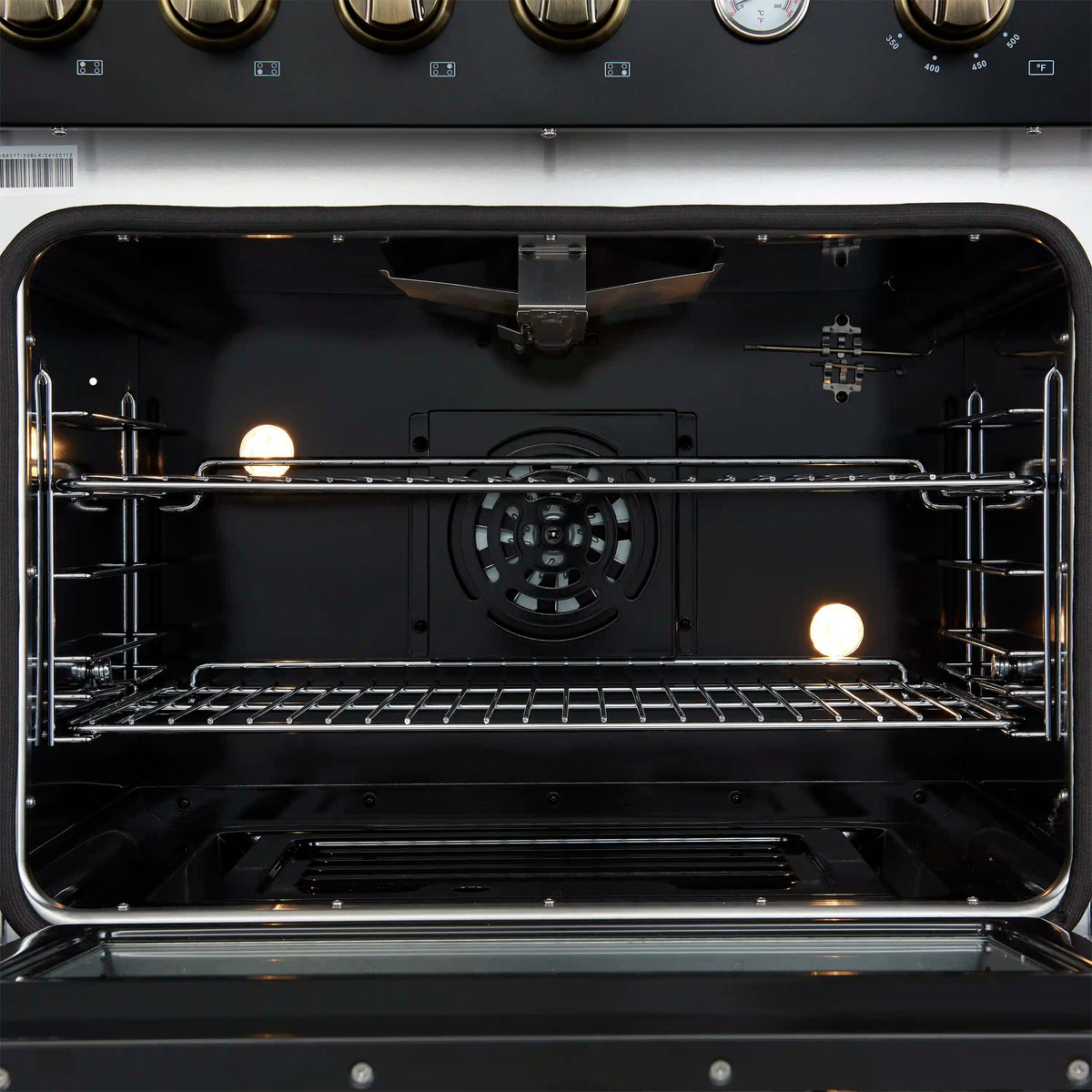 Forno Marco 30-Inch Freestanding Gas Range, 4 Burners, 4.32 Cu. Ft. Convection Oven, Black with Antique Brass Trim (FFSGS6277-30BLK)