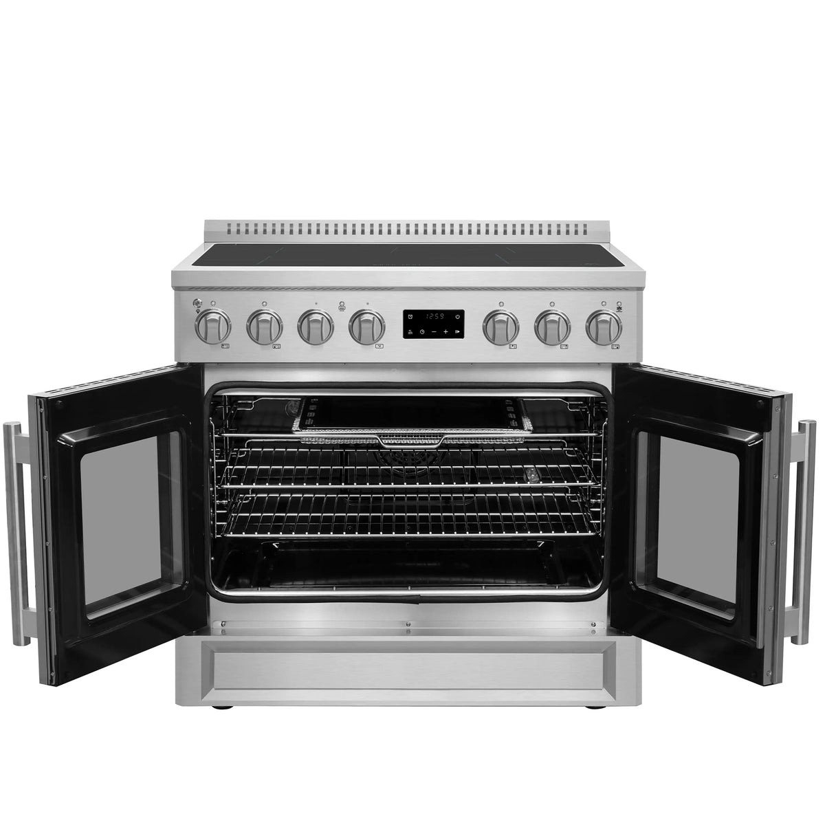 Forno Torino 36-Inch Freestanding French Door Induction Range, True Convection, Air Fry, Stainless Steel (FFSIN0950-36)