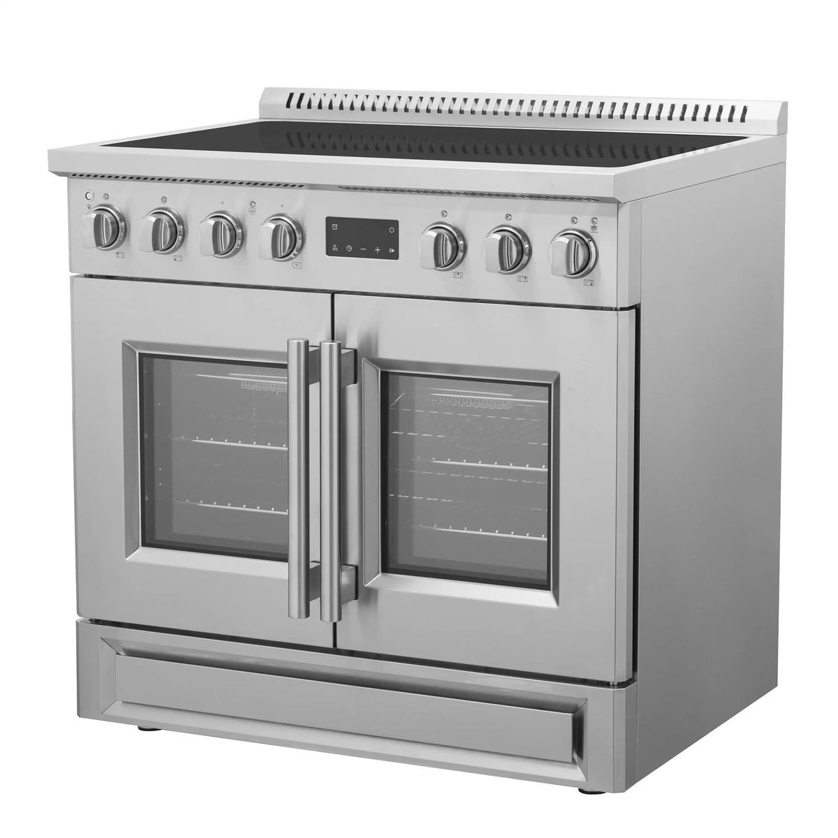 Forno Torino 36-Inch Freestanding French Door Induction Range, True Convection, Air Fry, Stainless Steel (FFSIN0950-36)