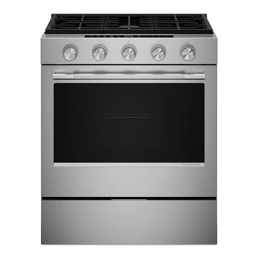KitchenAid KSGS530SPS 5.0 Cu. Ft. Smart Slide-in Gas Range With Convection Cooking Modes And 2-in-1 Burner PrintShield™ Stainless Finish