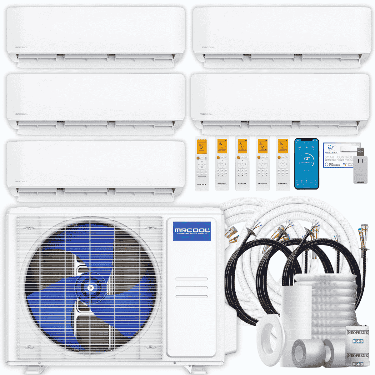 MRCOOL DIY 5th Gen Multi-Zone 5-Zone 36,000 BTU 23 SEER2 (6K + 6K + 6K + 9K + 18K) Ductless Mini-Split Air Conditioner and Heat Pump