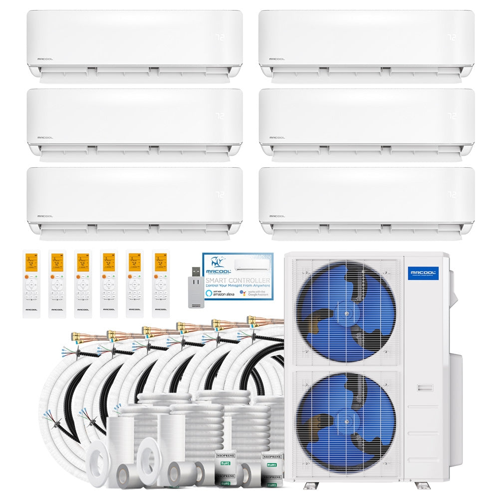 MRCOOL DIY 5th Gen Multi-Zone 6-Zone 48,000 BTU 22 SEER2 (6K + 6K + 6K + 6K + 9K + 18K) Ductless Mini-Split Air Conditioner and Heat Pump