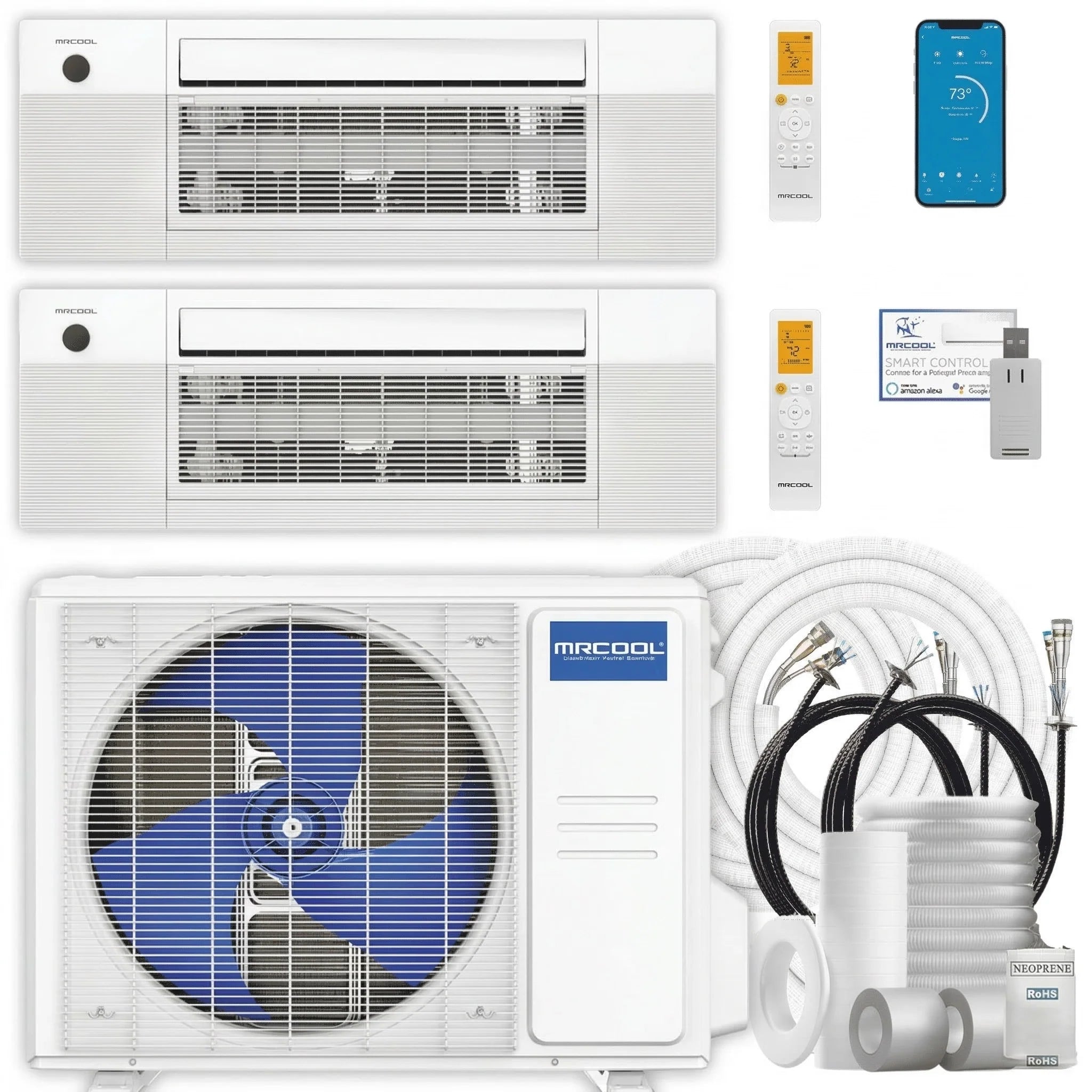 MRCOOL DIY 5th Gen Multi-Zone 2-Zone 27,000 BTU 23 SEER2 (9K + 9K) Ductless Mini-Split Air Conditioner and Heat Pump with Ceiling Cassettes