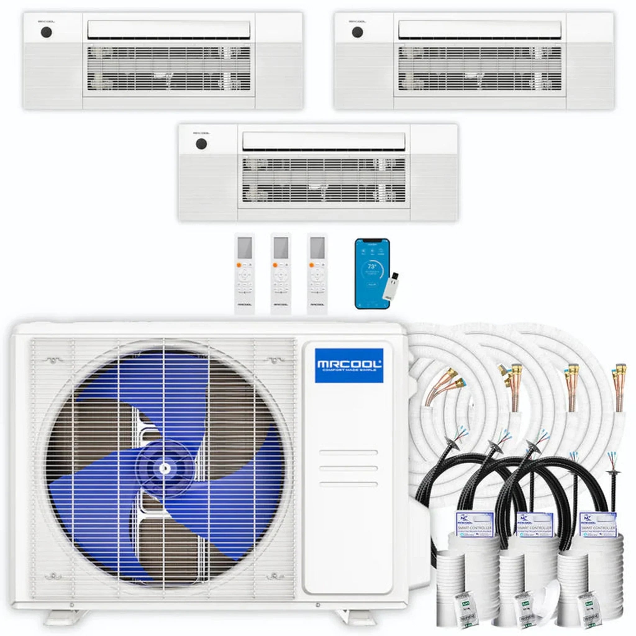 MRCOOL DIY 5th Gen Multi-Zone 3-Zone 27,000 BTU 23 SEER2 (6K + 12K + 12K) Ductless Mini-Split Air Conditioner and Heat Pump with Ceiling Cassettes