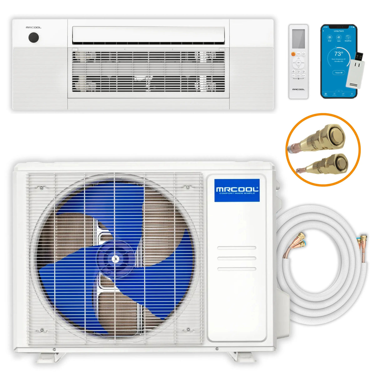 MRCOOL DIY 5th Gen E Star Single Zone 18,000 BTU Ceiling Cassette Mini Split Complete System, 230V, 25 Ft. Line Set (DIY-18-HP-CM-230D25-O)