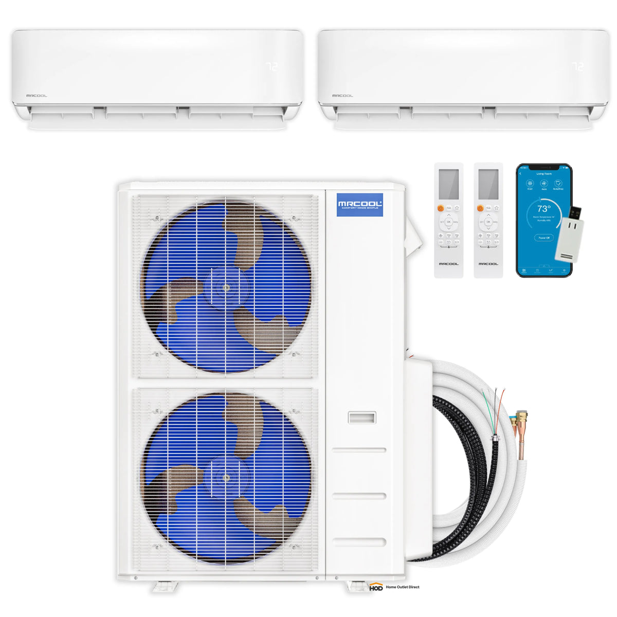 MRCOOL DIY 5th Gen Mini Split - 2-Zone 55,000 BTU Ductless Air Conditioner and Heat Pump Condenser with 36K + 12K Wall Mount Air Handlers