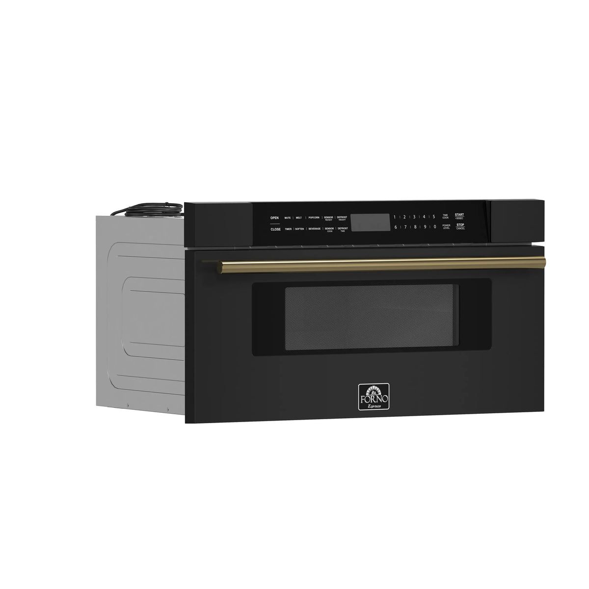 Forno Capoliveri Espresso 30-Inch Microwave Drawer, 1.2 Cu. Ft., Black with Antique Brass Trim (FMWDR3000-30BLK)