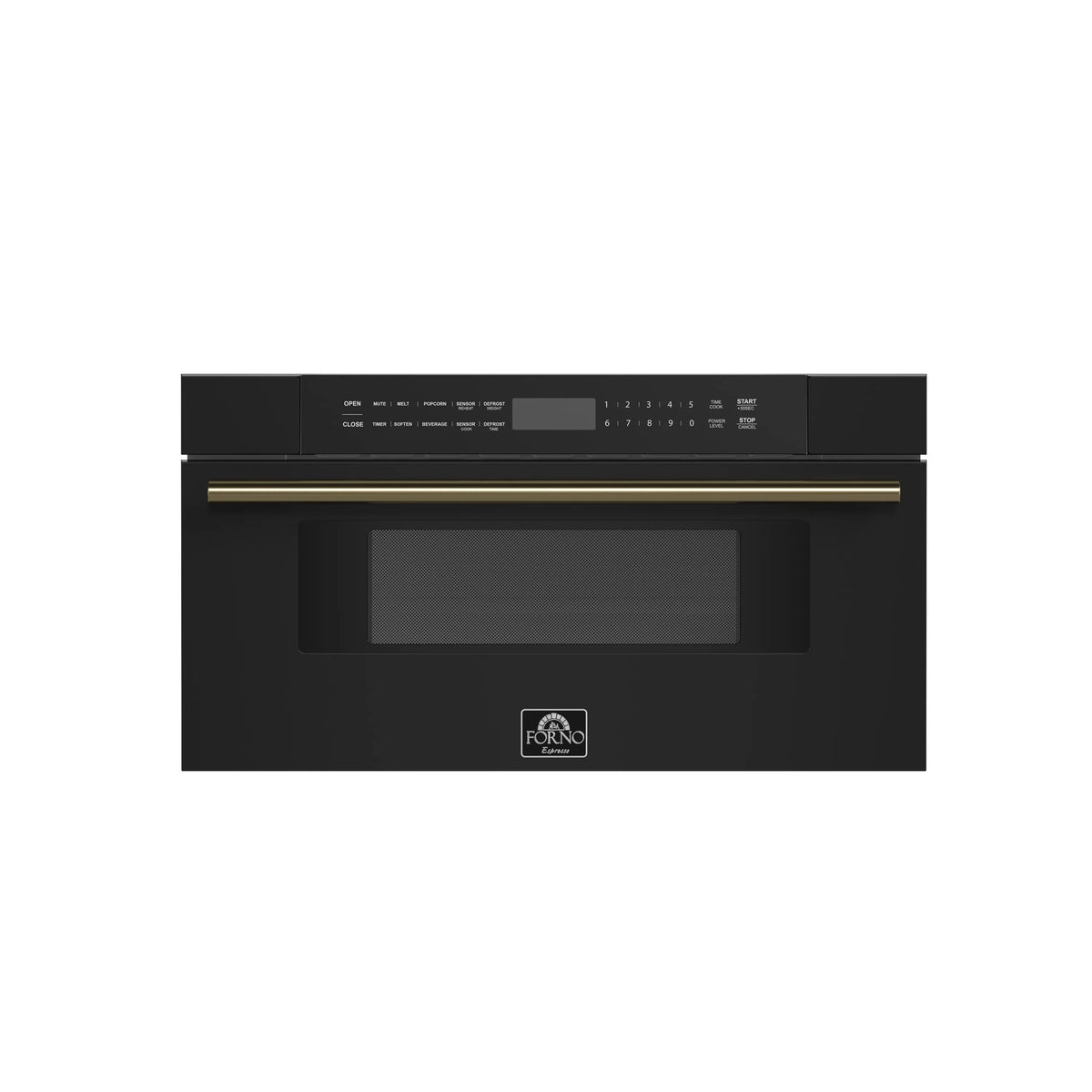 Forno Capoliveri Espresso 30-Inch 1.2 Cu.ft Microwave Drawer in Black with Antique Brass Trim (FMWDR3000-30BLK)