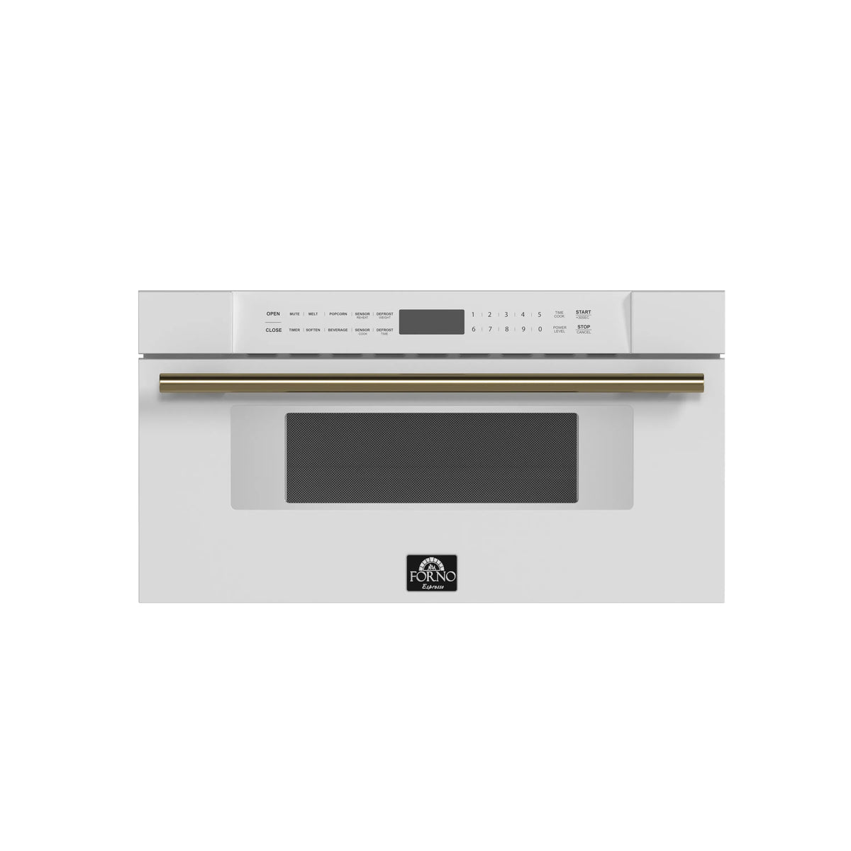 Forno Capoliveri Espresso 30-Inch 1.2 Cu.ft Microwave Drawer in White with Antique Brass Trim (FMWDR3000-30WHT)