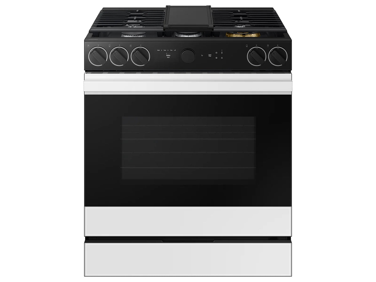 Samsung NSG6DB870012 Illuminated Precision Knobs | Wi-Fi | 6.0 cu.ft. White Glass