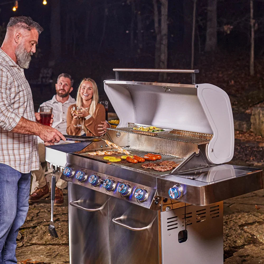 Monument Grills Classic 77352 Series Propane Gas Grill, 6 Burners, Stainless Steel