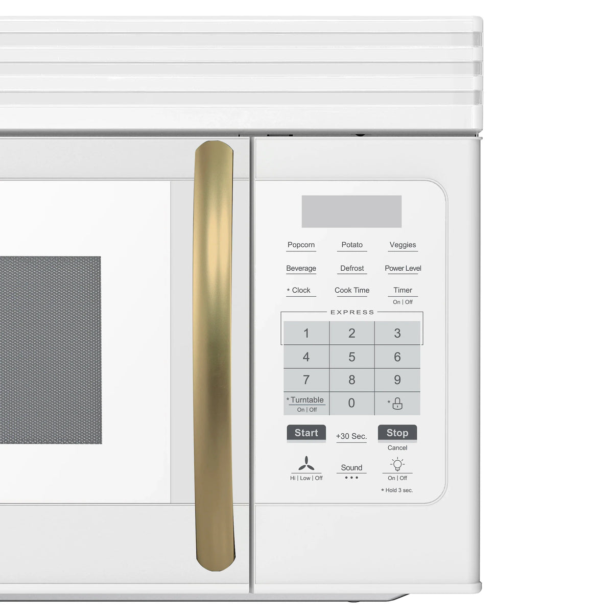 Forno Scalo 30-Inch Over the Range Microwave, 1.6 Cu. Ft., 300 CFM, Touch Control, LED Light, White with Antique Brass Handle (FOTR3007-30WHT)