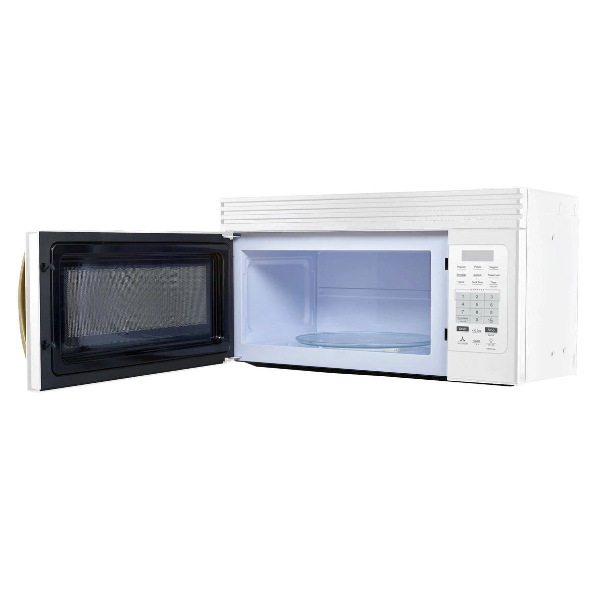 Forno Scalo 30-Inch Over the Range Microwave, 1.6 Cu. Ft., 300 CFM, Touch Control, LED Light, White with Antique Brass Handle (FOTR3007-30WHT)