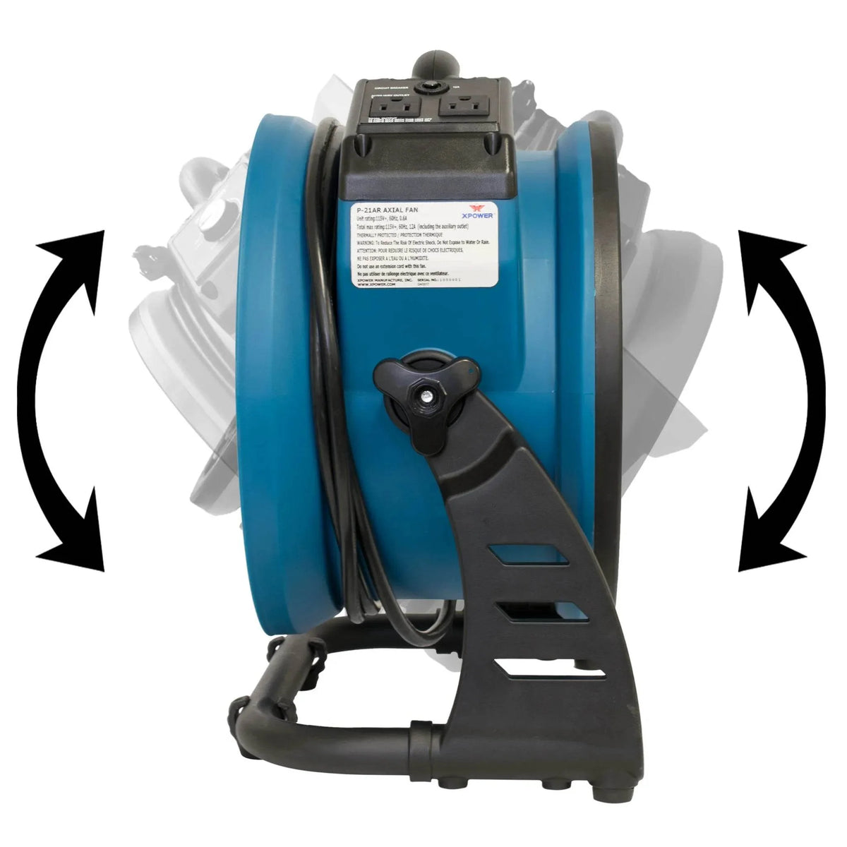 XPOWER industrial axial air mover P-26AR - 360-degree stand positions