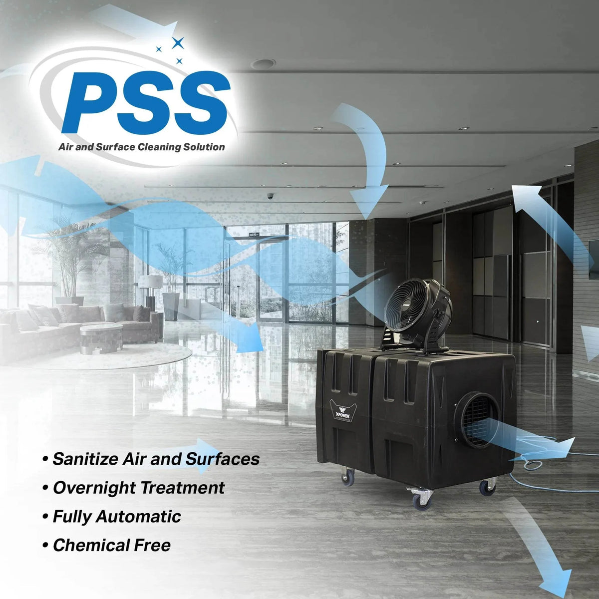 XPOWER Everest Plus HEPA air scrubber system PSS4 - system in use
