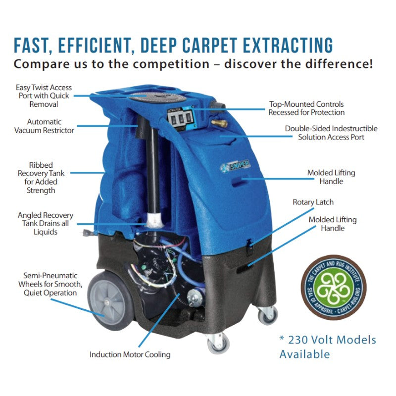 Sandia Sniper 6-gallon carpet extractor 86-3200 - parts and features diagram