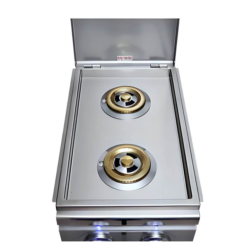 RCS Cutlass Pro Built-In Double Side Burner, LED Lights, Stainless Steel (RDB1EL)