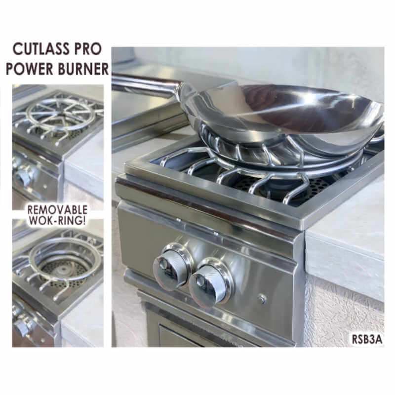 RCS Cutlass Pro Series Built-In Power Burner, Stainless Steel Lid (RSB3A)