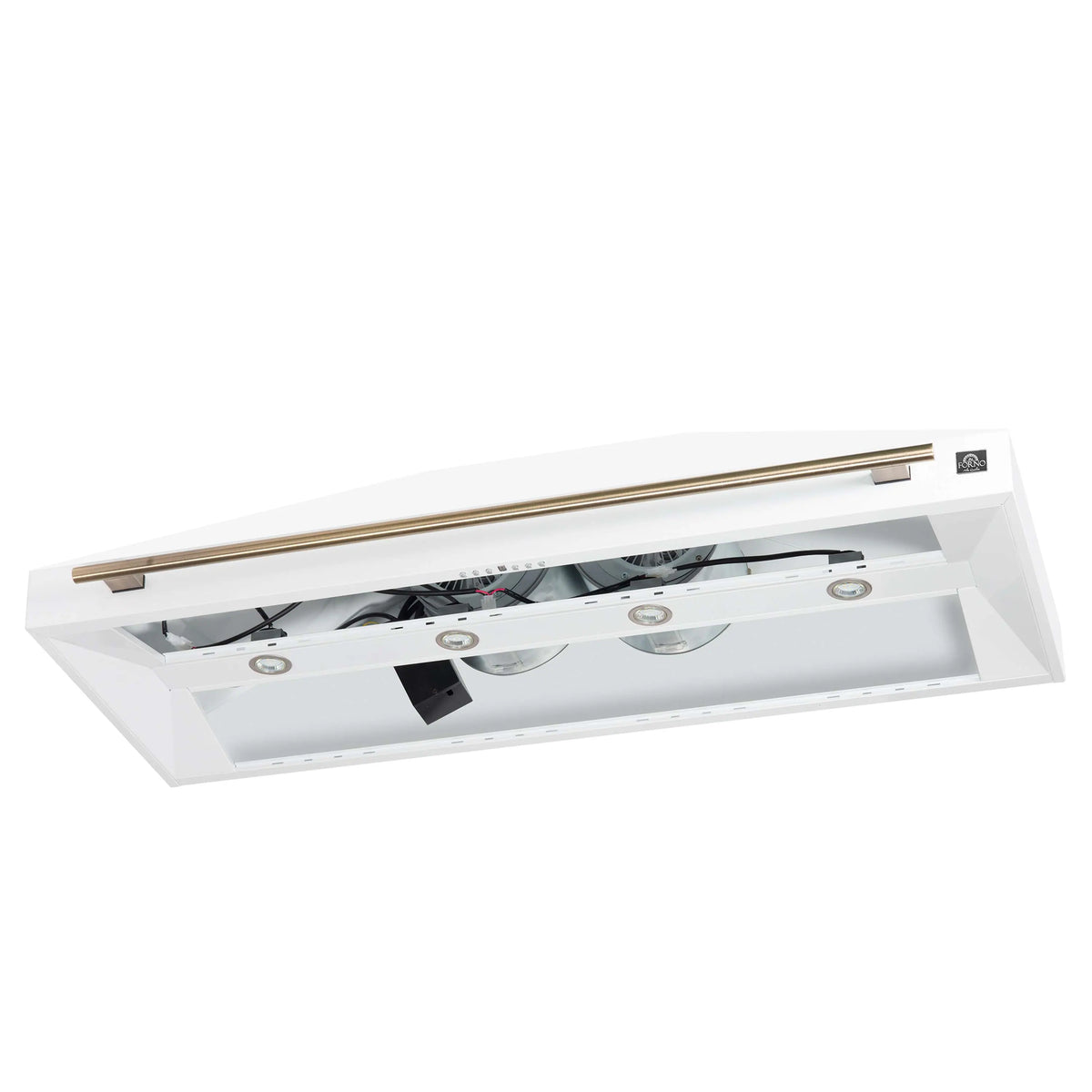 Forno Aria 60-Inch Wall-Mount Range Hood, White with Antique Brass Handle (FRHWM5095-60WHT)