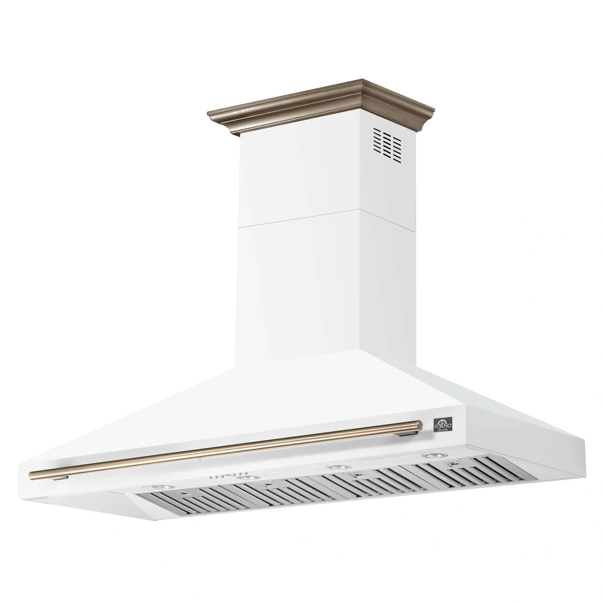 Forno Aria 60-Inch Wall-Mount Range Hood, White with Antique Brass Handle (FRHWM5095-60WHT)