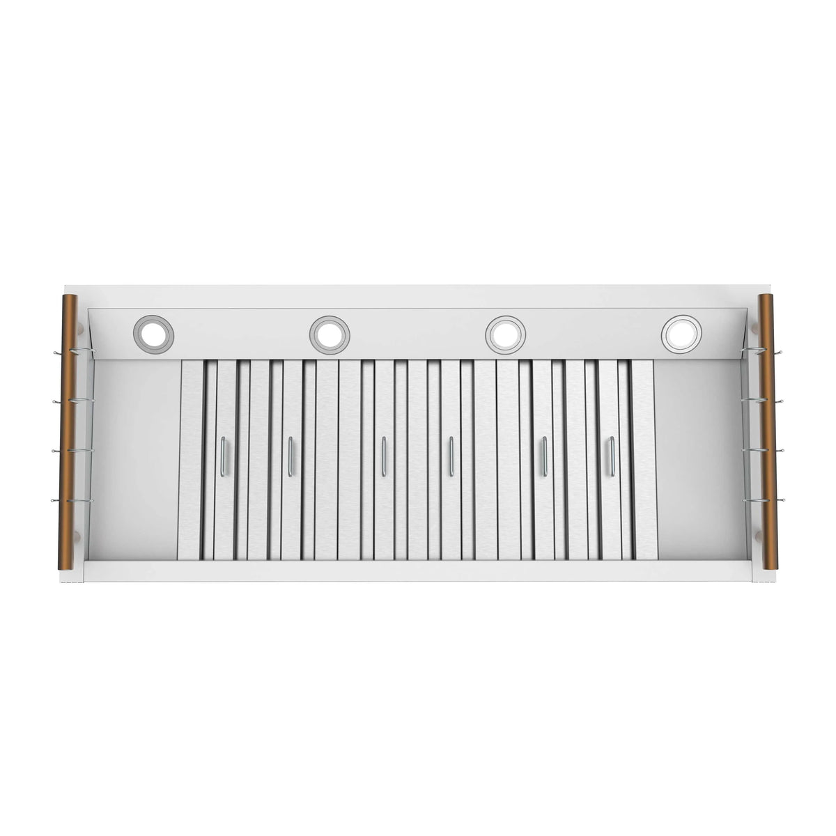 Forno Venezia 48-Inch Wall-Mount Range Hood, Touch Controls, Baffle Filters, White with Antique Brass Handle (FRHWM5503-48WHT)