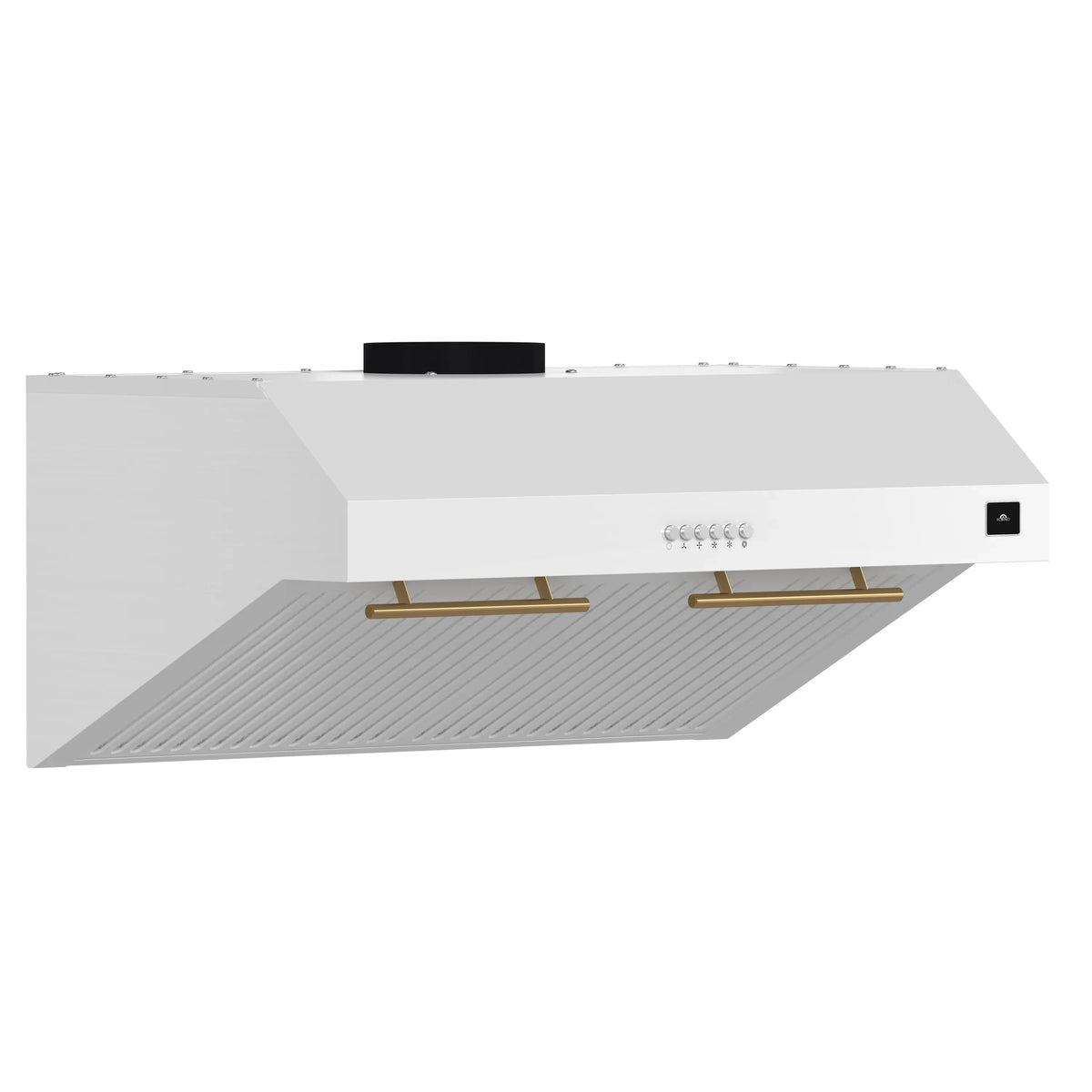 Forno Bari Espresso 30-Inch Under Cabinet Range Hood, 400 CFM, White with Antique Brass Trim (FRHUC5255-30WHT)
