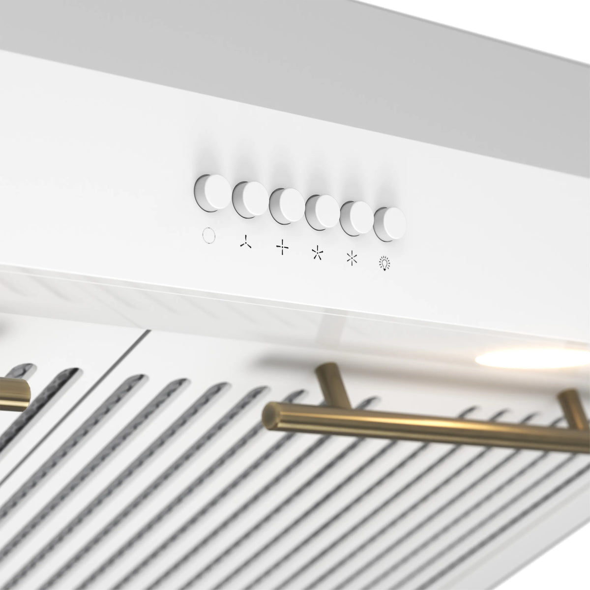 Forno Bari Espresso 30-Inch Under Cabinet Range Hood, 400 CFM, White with Antique Brass Trim (FRHUC5255-30WHT)
