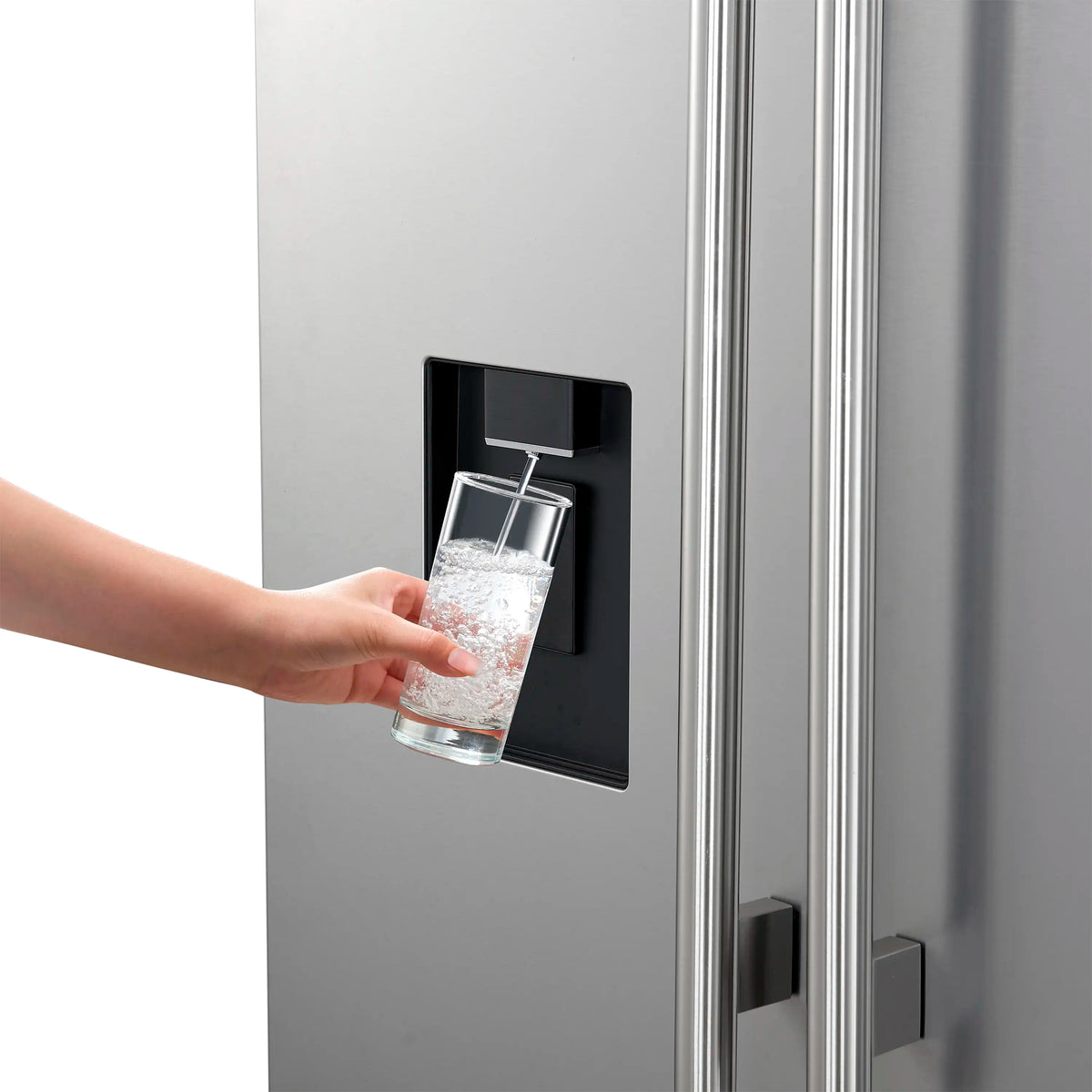 Forno Aosta 36-Inch Freestanding French Door Refrigerator, 22.4 Cu. Ft., External Water Dispenser, Freezer Ice Maker, Stainless Steel (FFFFD1866-36SB)