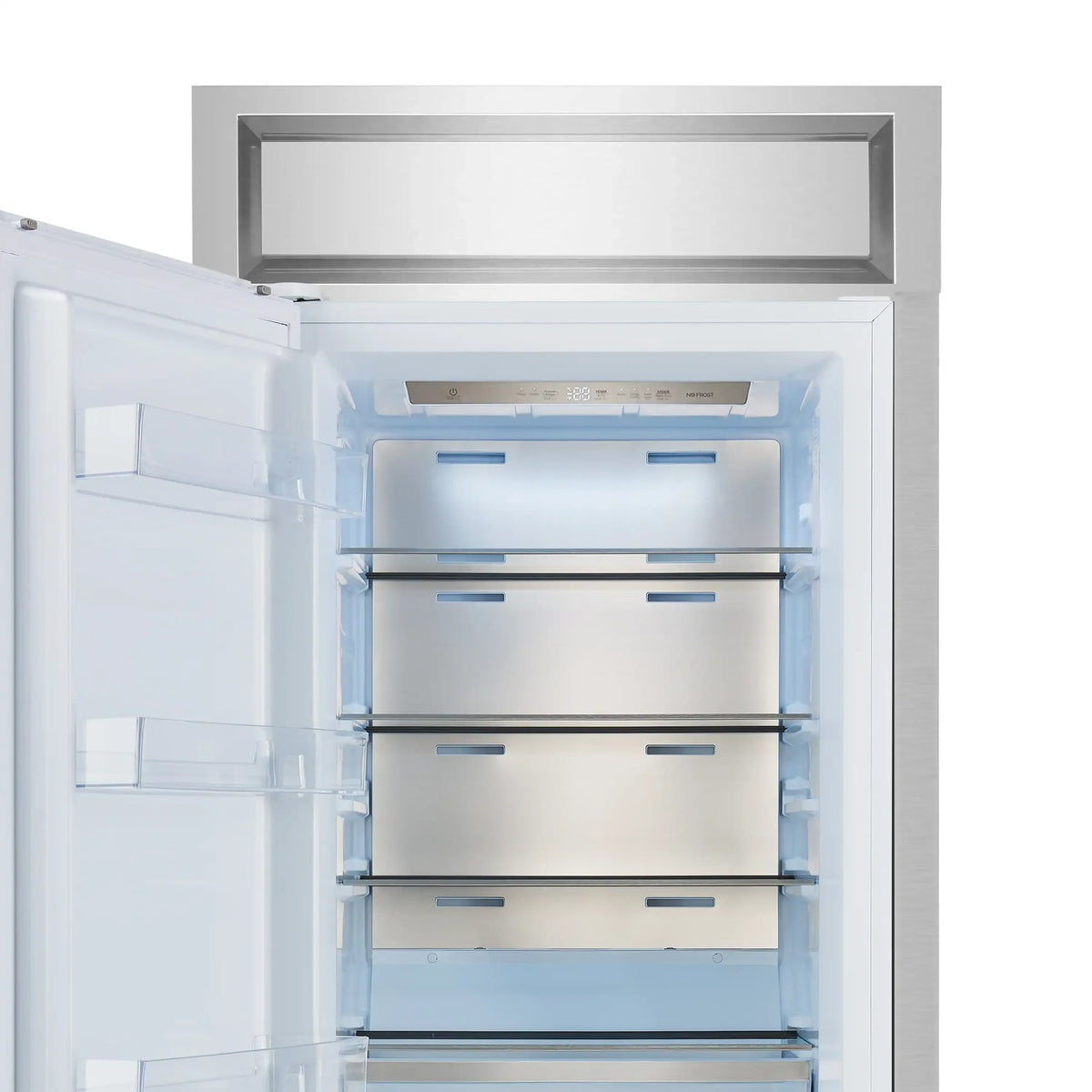 Forno Maderno 28-Inch Built-In 13.6 Cu. Ft. Convertible Refrigerator, Left Swing, White with Antique Brass Handle and Grille (FFFFD1722-32LMG-WHT)