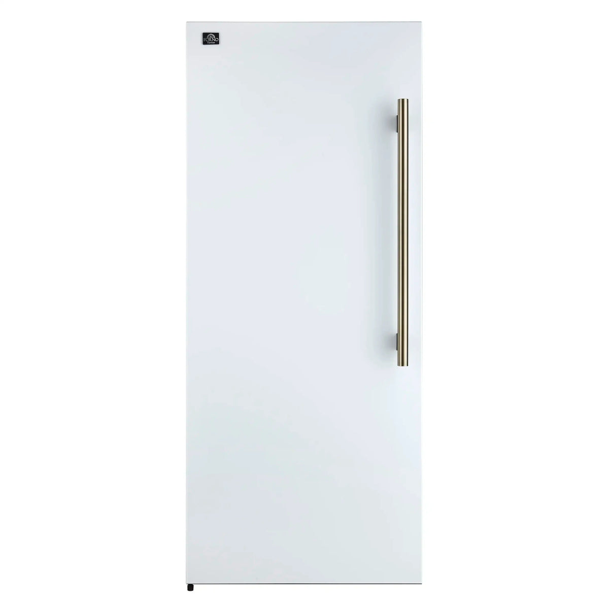 Forno Maderno 28-Inch Built-In 13.6 Cu. Ft. Convertible Refrigerator, Left Swing, White with Antique Brass Handle and Grille (FFFFD1722-32LMG-WHT)