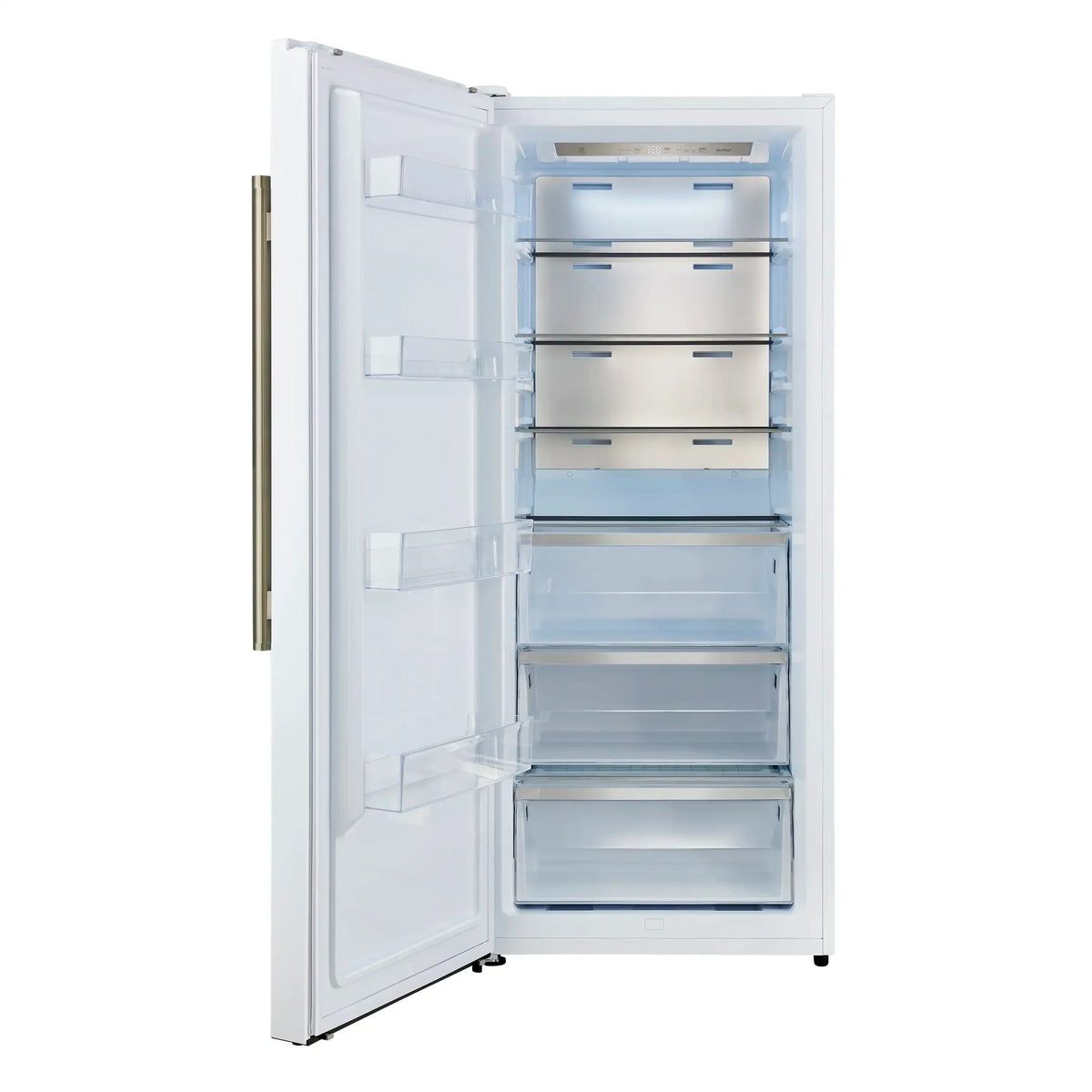 Forno Maderno 28-Inch Built-In 13.6 Cu. Ft. Convertible Refrigerator, Left Swing, White with Antique Brass Handle and Grille (FFFFD1722-32LMG-WHT)