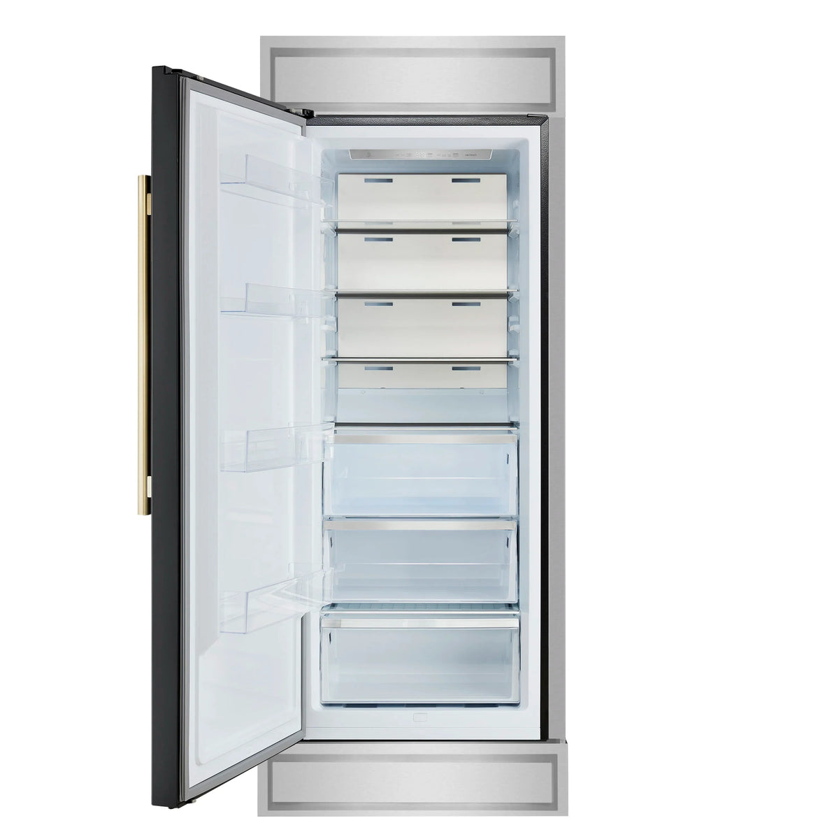 Forno Maderno 28-Inch Built-In 13.6 Cu. Ft. Convertible Refrigerator, Left Swing, Black with Antique Brass and Decorative Grille (FFFFD1722-32LMG-BLK)