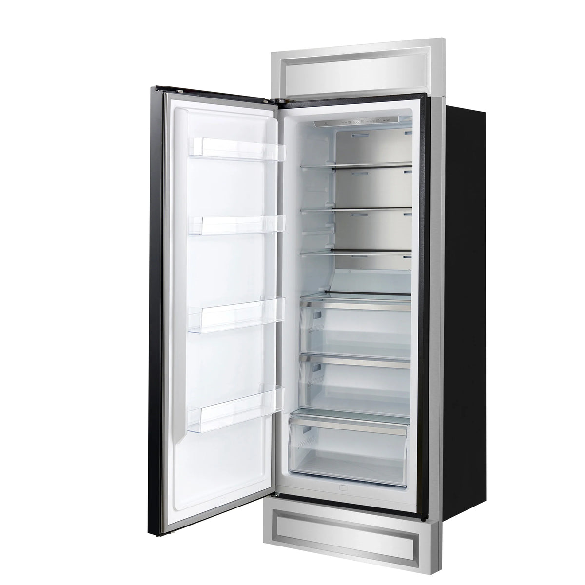 Forno Maderno 28-Inch Built-In 13.6 Cu. Ft. Convertible Refrigerator, Left Swing, Black with Antique Brass and Decorative Grille (FFFFD1722-32LMG-BLK)