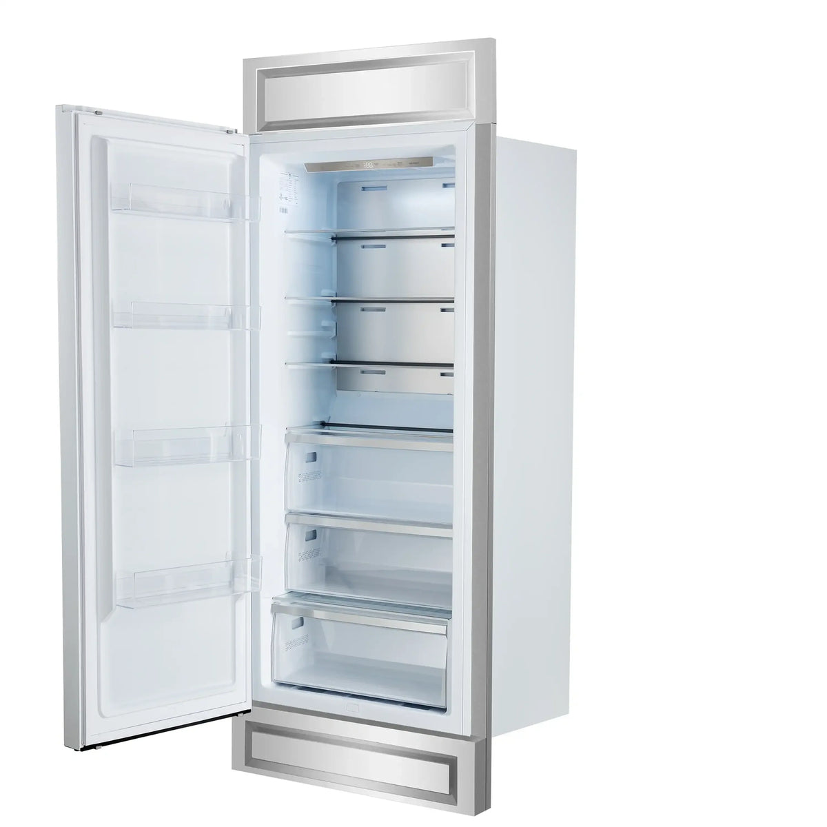 Forno Maderno 28-Inch Built-In 13.6 Cu. Ft. Convertible Refrigerator, Left Swing, White with Antique Brass Handle and Grille (FFFFD1722-32LMG-WHT)