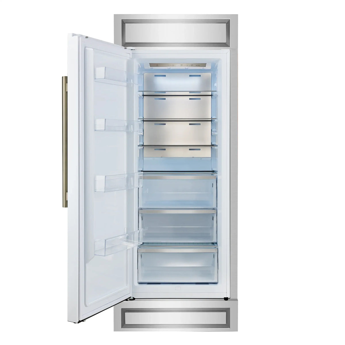 Forno Maderno 28-Inch Built-In 13.6 Cu. Ft. Convertible Refrigerator, Left Swing, White with Antique Brass Handle and Grille (FFFFD1722-32LMG-WHT)