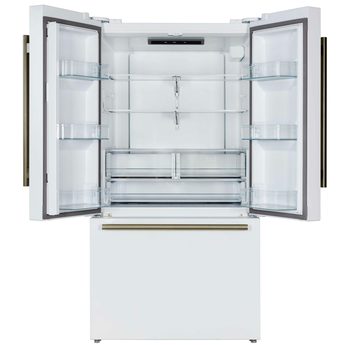 Forno Rivello 36-Inch French Door Refrigerator, 27.4 Cu. Ft., Internal Water Dispenser, White with Antique Brass Handles (FFFFD1783-36WHT)