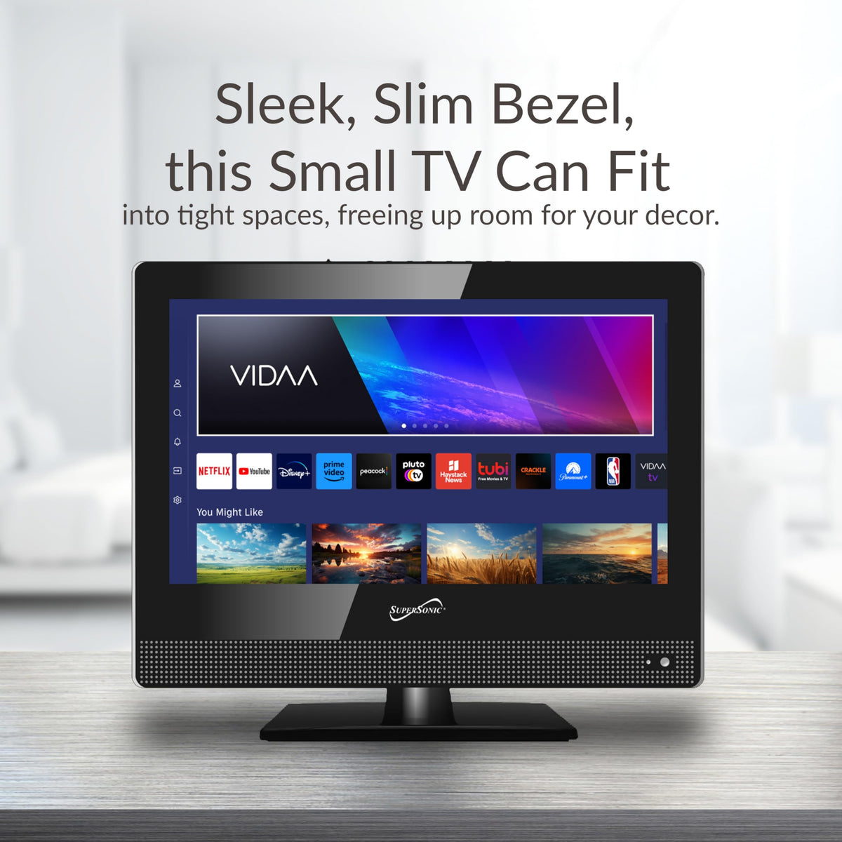 Supersonic 15.6-Inch 1080p Smart LED TV, Wi-Fi, HDMI ARC, Built-In Speakers (SC-1520VTV)